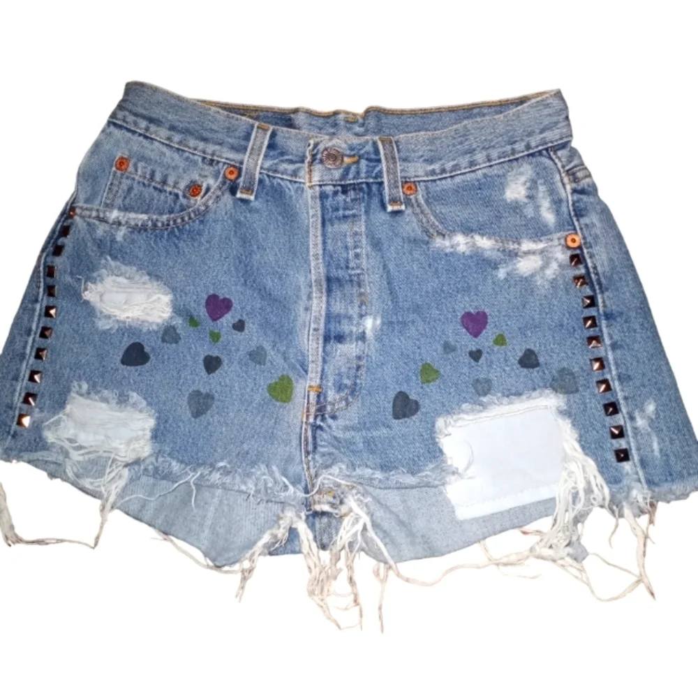 Levi's upcycled raw hem distressed jean shorts